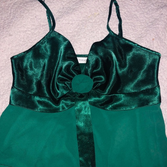 Victoria’s Secret Forest Green Vintage Sheer Babydoll Slip – Sexy & Elegant - Picture 2 of 4